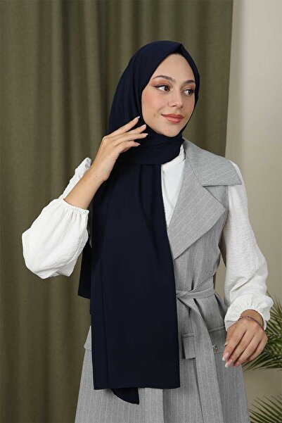 Trablus حجاب نسائي فاخر المدينة المنورة شال حرير أزرق كحلي