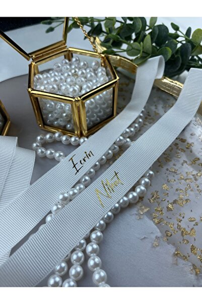 Rima Tasarım Incili Krem Renk Söz&nişan Kişiye Özel Yüzük Kurdelesi