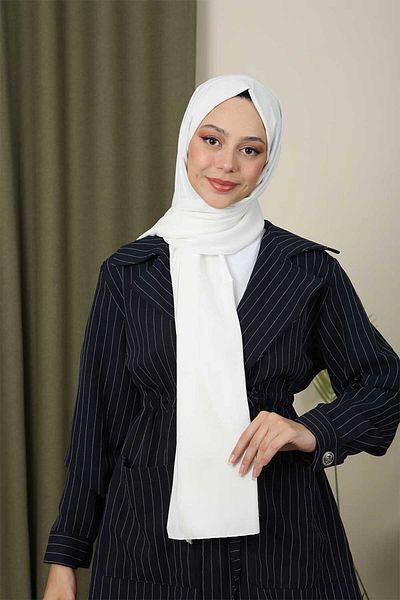 Trablus Hijab Women's Luxury Medina Silk Shawl White