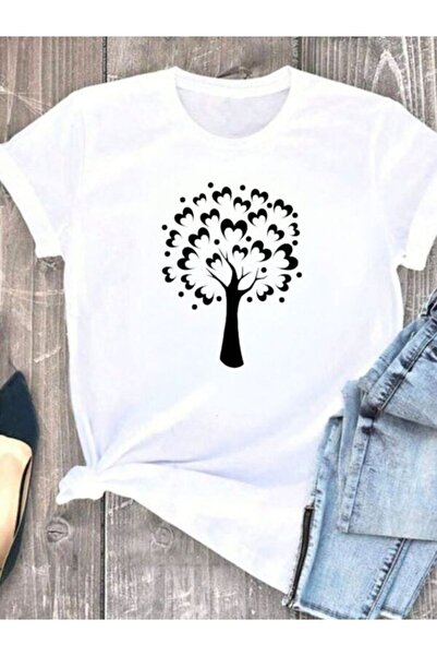 CLASSY.MODA تي شيرت نسائي من جيرسي واحد - تي شيرت أبيض مطبوع كبير الحجم بياقة...