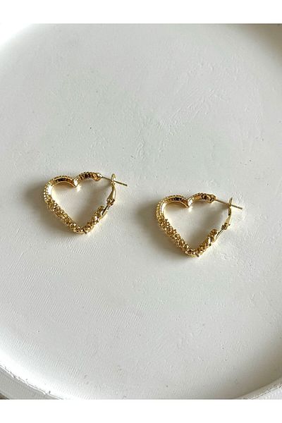 DEMOKAN Snake Patterned Women's Heart Earrings