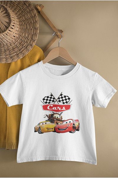 Fuddy Moda Cars Printed Unisex Παιδικό T-Shirt - Cars Written Baby T-shirt