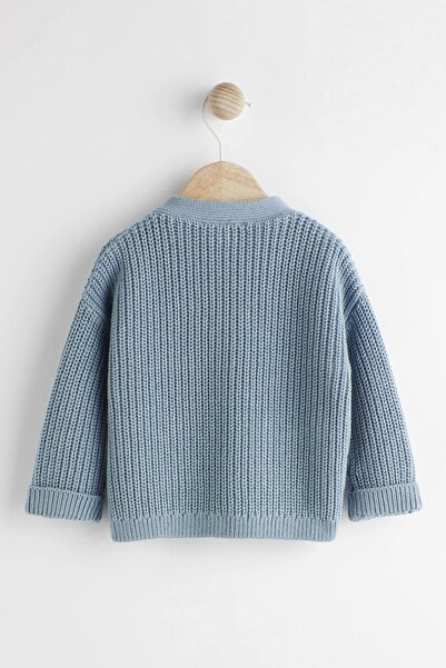 Next Baby Cotton Blue Knitted Cardigan