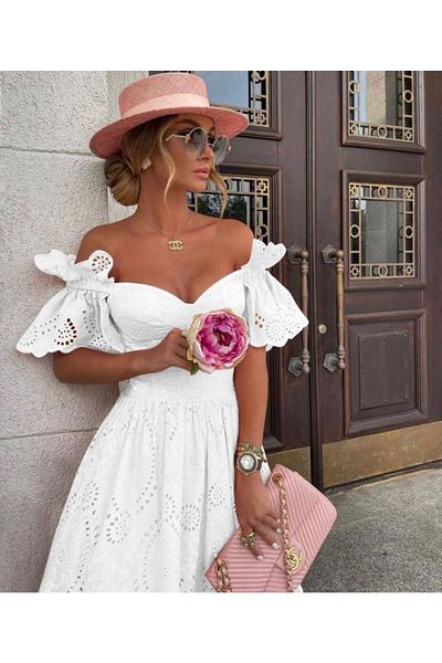 Pulli Collection Midi Scallop Dress with White Inner Lining