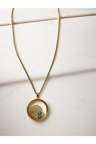 Brillo قلادة ربع ذهبية بسلسلة من الفولاذ المقاوم للصدأ سعة 316 لترًا وغطاء زج...