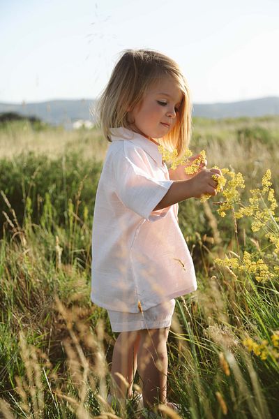 OhlalaKoala Men's Collar Orange Girl's Shirt and Shorts Set