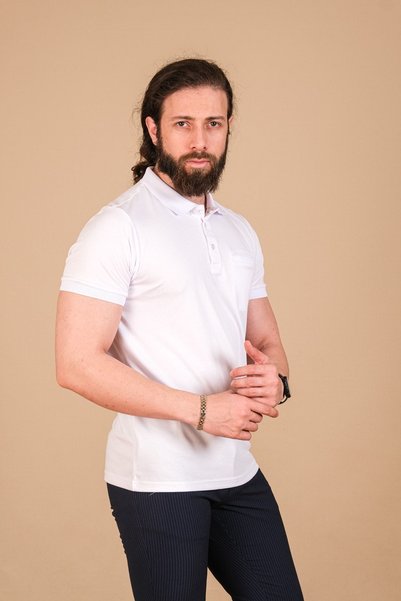 Çukurova Men's Mercerized Fleto Pocket Collar Detailed Kagi T-shirt