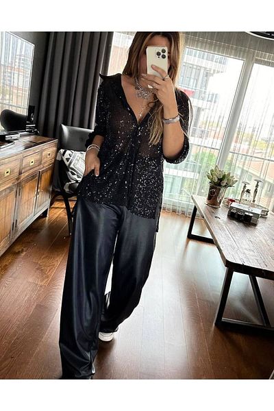 Pulli Collection Sequined Shirt Silver