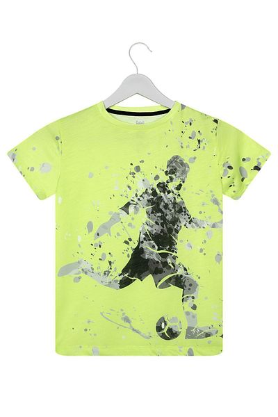 Amarelle Tricou pentru băieți cu imprimeu fotbal verde neon deschis (6-14 ANI)