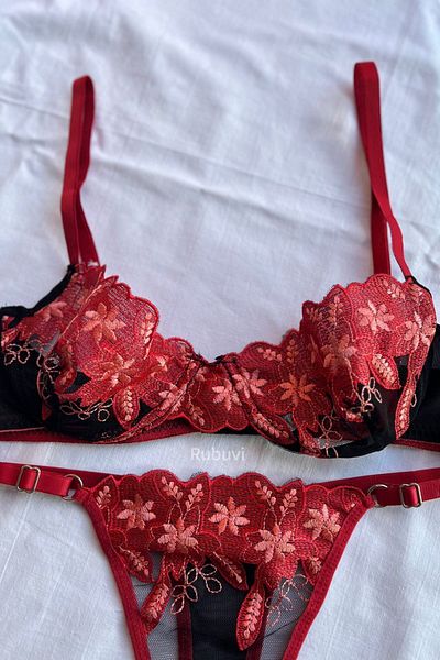 Rubuvi Lagos Women's Floral Underwire Lace Bralet Dowry Underwear Bra Set Lingerie Set