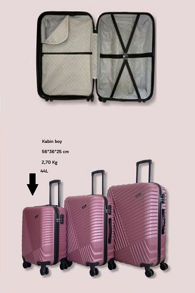 TRENDLESS Nuovo Abs Suitcase - Pyramid Model Locked Travel Suitcase Suitcase Cabin Size Dried Rose
