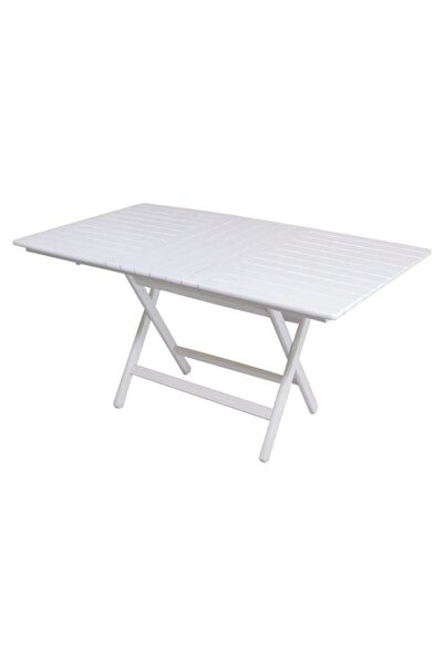 Bahçeme Ahşap Bahçe Balkon Mutfak Masası -kaş Katlanabilir 80x140 Beyaz
