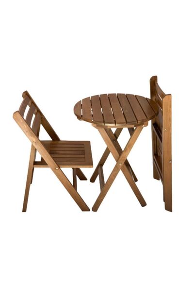 Bahçeme Albatros Datça Bahçe Balkon Masa Sandalye Seti | 2 Kişilik Katlanır A...