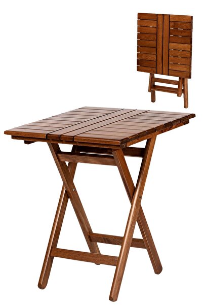 Bahçeme Kaş Balkon Masası 60x60 - Katlanır Ahşap Bahçe Masası