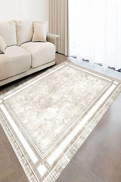 eco concept Bej Renk Salon Halısı, İskandinav Halı, Kaymaz Taban Halı, Yıkana...