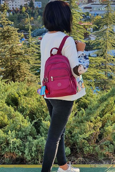 FCSTORE Unisex σακίδιο πλάτης Καθημερινής χρήσης Claret Red 9 τσέπες Θήκη tablet Αδιάβροχο 12 ιντσών 16lt 30x25cm