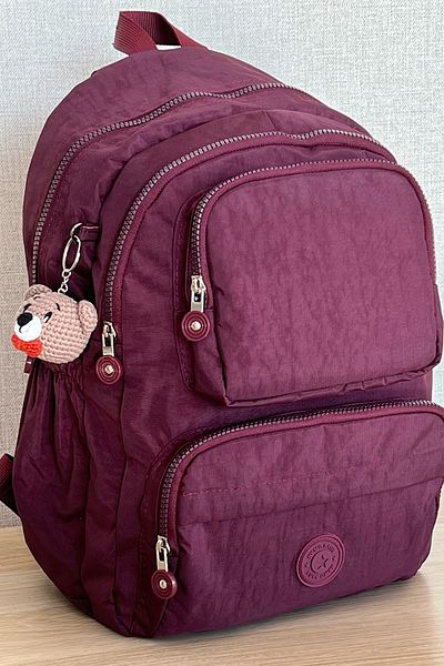 NEMO BAGS Unisex Σακίδιο πλάτης Plum Color - Αδιάβροχο, Μπρελόκ Amigurumi, Σχολική και Ταξιδιωτική Τσάντα