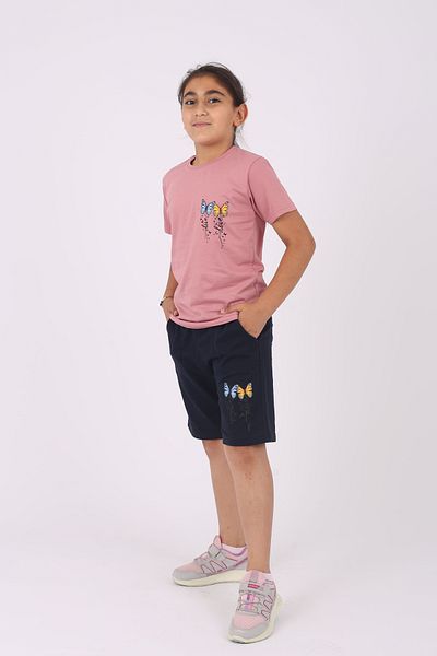 çiko kids Σετ 3 τεμαχίων με λεπτομέρεια στάμπας σορτς τσέπης/κάπρι για κορίτσι