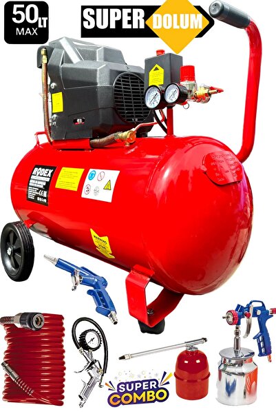 STAXX POWER Bakır Sargı Motor Gerçek 50LT 2HP Süper Hızlı Dolum RODEX Hava Ko...