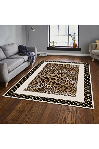 eco concept Leopar Desen Yıkanabilir Dot Taban Dijital Baskı Salon Halısı Mutfak Halısısaçaksızg5038