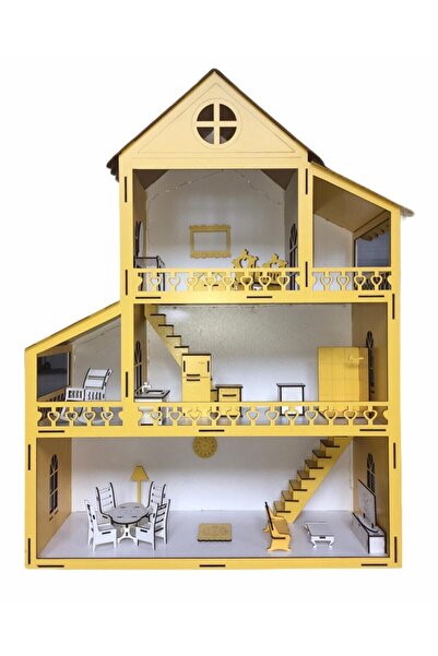 BELİNAY ÇOCUK DÜNYASI مسرح خشبي 60 سم 14 قطعة مع أضواء LED صفراء ومكتوب عليها...