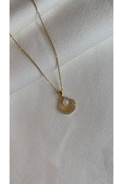 KAD COLLECTION Steel Necklace with Oyster Pearls