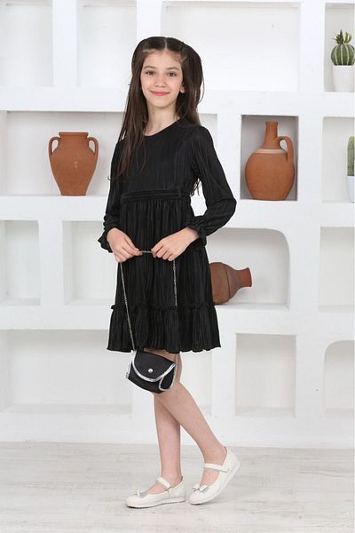 Jannock Children's Satin Pleated Knitted Summer Dress - Lined