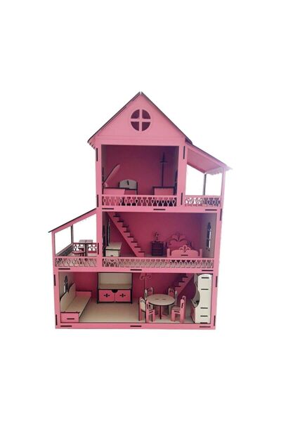 Ahşap Doll Play House - 20cm X 40cm X 55cm