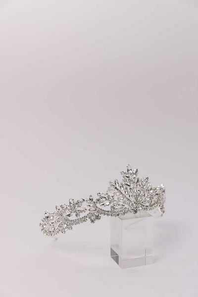 İstoria Bridal Crystal Bridal Crown, Silver Bridal&Engagement&Wedding Crown