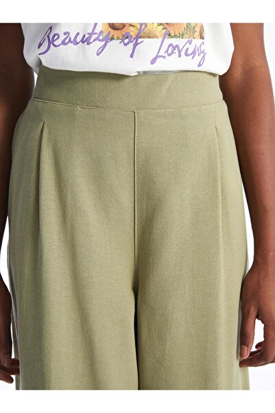 LC Waikiki LCW Vision Beli Lastikli Düz Keten Karışımlı Kadın Pantolon
