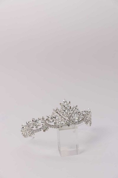 İstoria Bridal Crystal Bridal Crown, Silver Bridal&Engagement&Wedding Crown