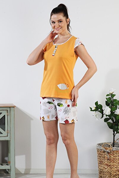 Bella Linda Жіночий комплект піжами з бавовняними шортами - Mercan