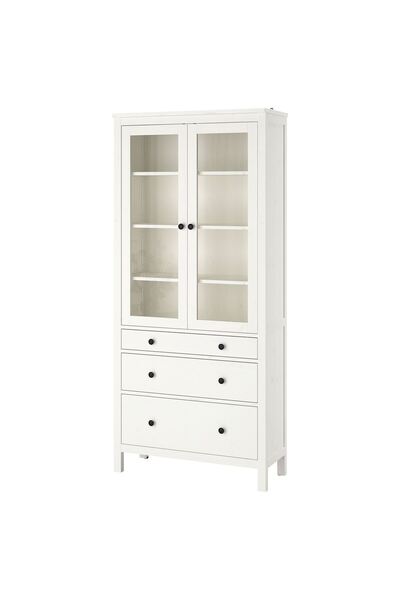 IKEA vitrin, beyaz vernik, 90x197 cm masif çamdan sürdürülebilir bir güzellik