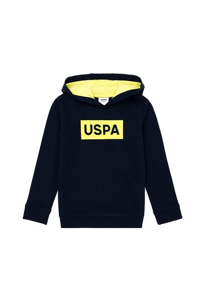 U.S. Polo Assn. Тъмносин суитшърт с качулка за момче - 100% памук