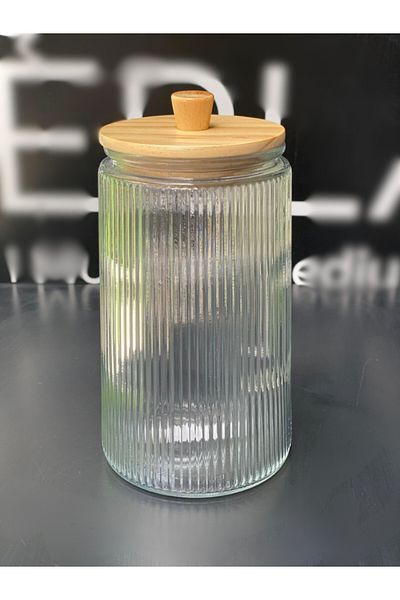 PERLAEVKAHVE 1800 ML Glass Jar - With Wooden Lid