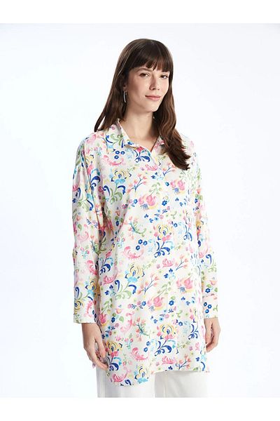 LC Waikiki Long Sleeve Patterned Oversize Women's Tunic Shirt