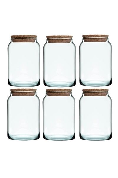 Paşabahçe Green Mushroom Glass Jar with Lid - 1130 Cc 6 Pieces