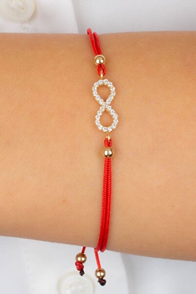 MÜCEVHER SARAYI 14 Ayar Altın Taşlı Sonsuzluk Ip Bileklik