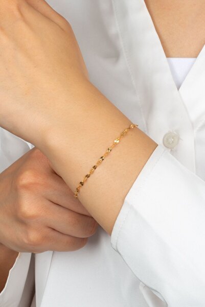 MÜCEVHER SARAYI 22 Ayar Altın Italyan Işıltılı Bileklik