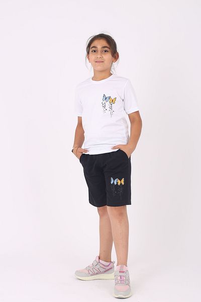 çiko kids 3-piece Print Detailed Pocketed Shorts/capri Set for Girls