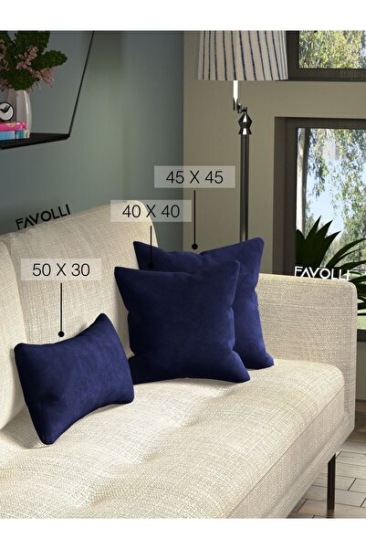 FAVOLLİ غطاء وسادة مخملي مزخرف باللون الأزرق الداكن بسحاب مخفي مناسب لسلسلة Dream Punch