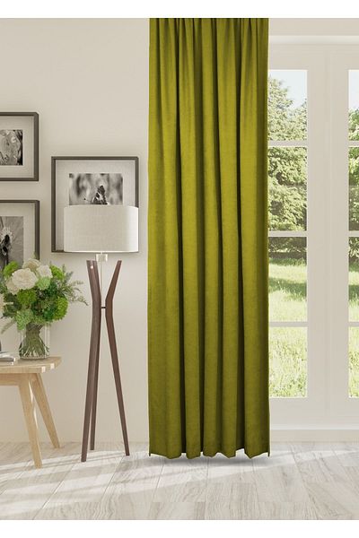 cheap's home Honeycomb Textured Velvet Woven Plain Stitching Extraphore Drawstring Background Curtain (ÖL GREEN)