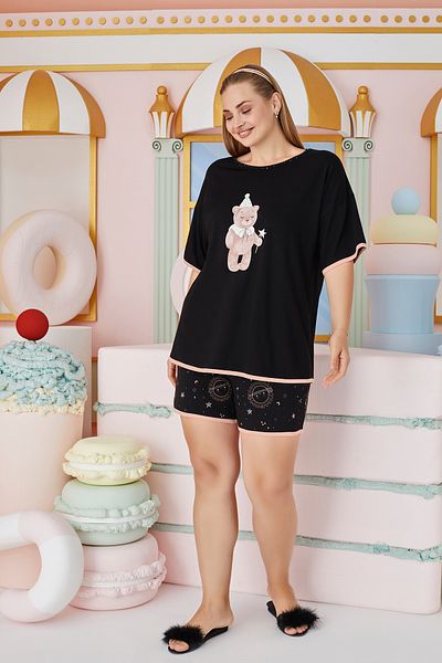 Sevim 15641 Model - Printed Oversize Shorts Set