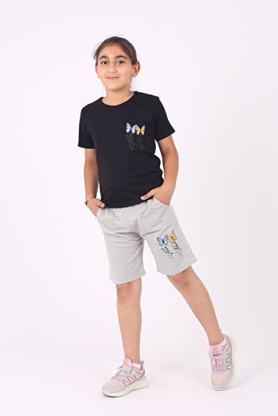 çiko kids 3-piece Print Detailed Pocketed Shorts/capri Set for Girls