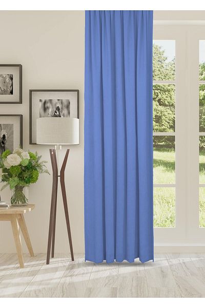 cheap's home Honeycomb Textured Velvet Woven Plain Stitching Extrafor Drawstring Background Curtain (NDIGO BLUE)