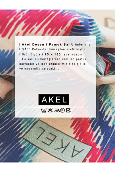 Akel Βαμβακερό σάλι με σχέδιο πυραμίδας - Μέγεθος 75x185