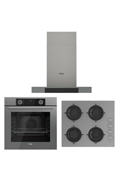 Ferre Fryart Gri Set ( D102 Gri Davlumbaz -cs208 Gri Ocak- Xe63cpr Fryart Gri...