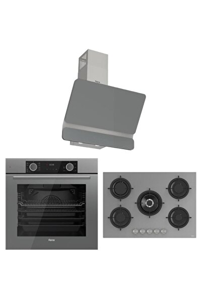 Ferre Fryart Gri Set (D082 GRİ DAVLUMBAZ -RS038 GRİ OCAK- XE63CPR FRYART GRİ FIRIN)