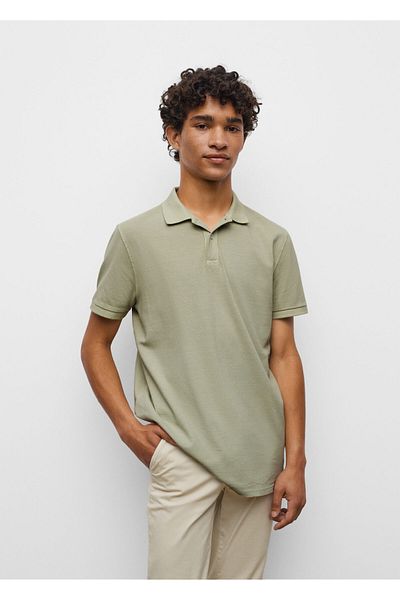 MANGO Kids Dunkelkhakifarbenes T-Shirt mit Polokragen für Jungen