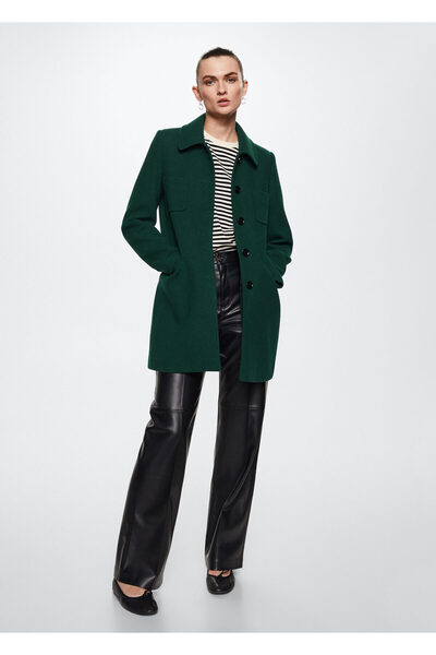 MANGO Woman Palton verde de damă37005556